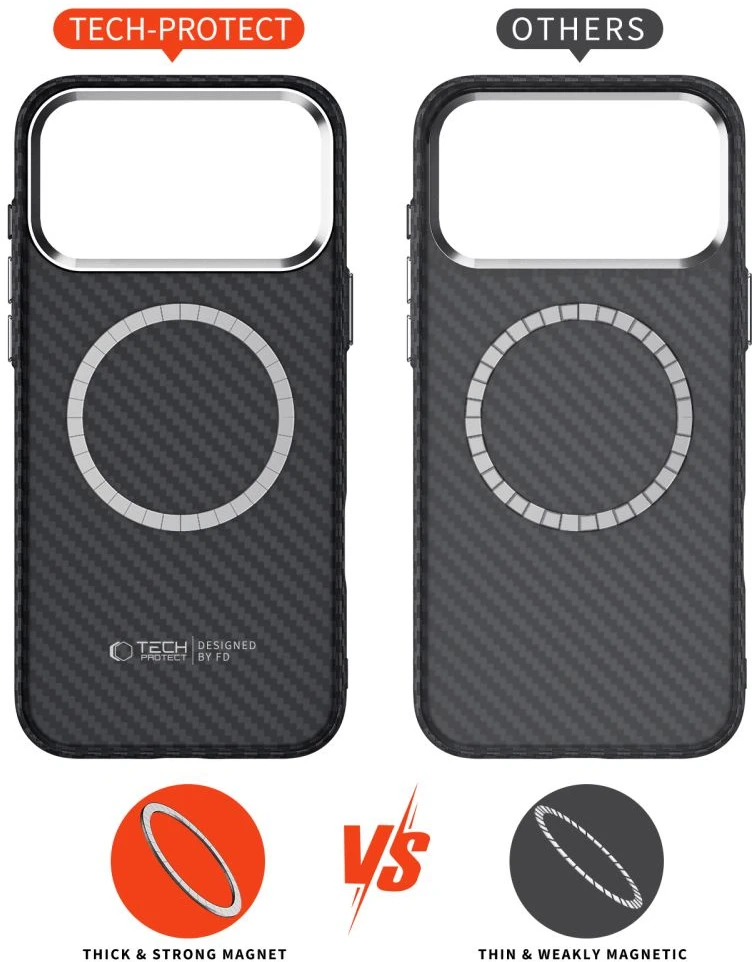 Tech-Protect Ion Carbon MagSafe dėklas skirtas Apple iPhone 17 Pro Max – Gray/juodos spalvos