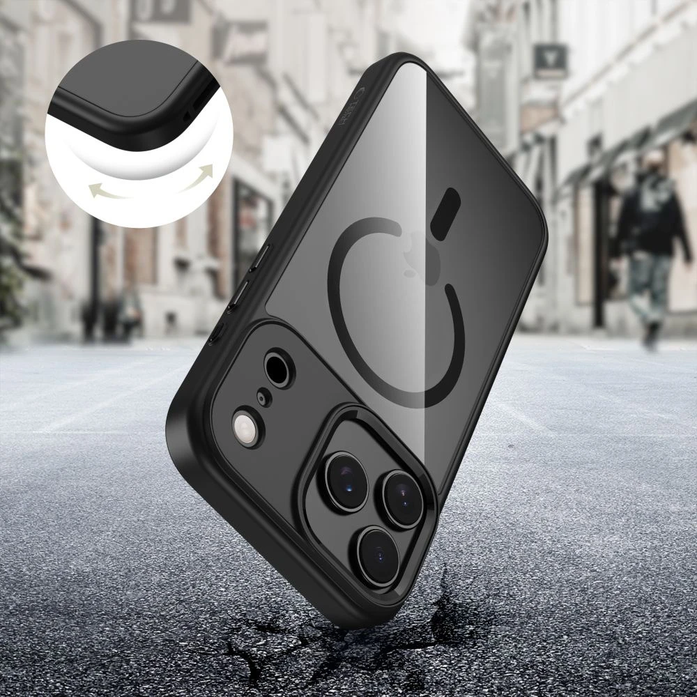 Tech-Protect MagMat MagSafe dėklas skirtas Apple iPhone 17 Pro – skaidrus juodos spalvos