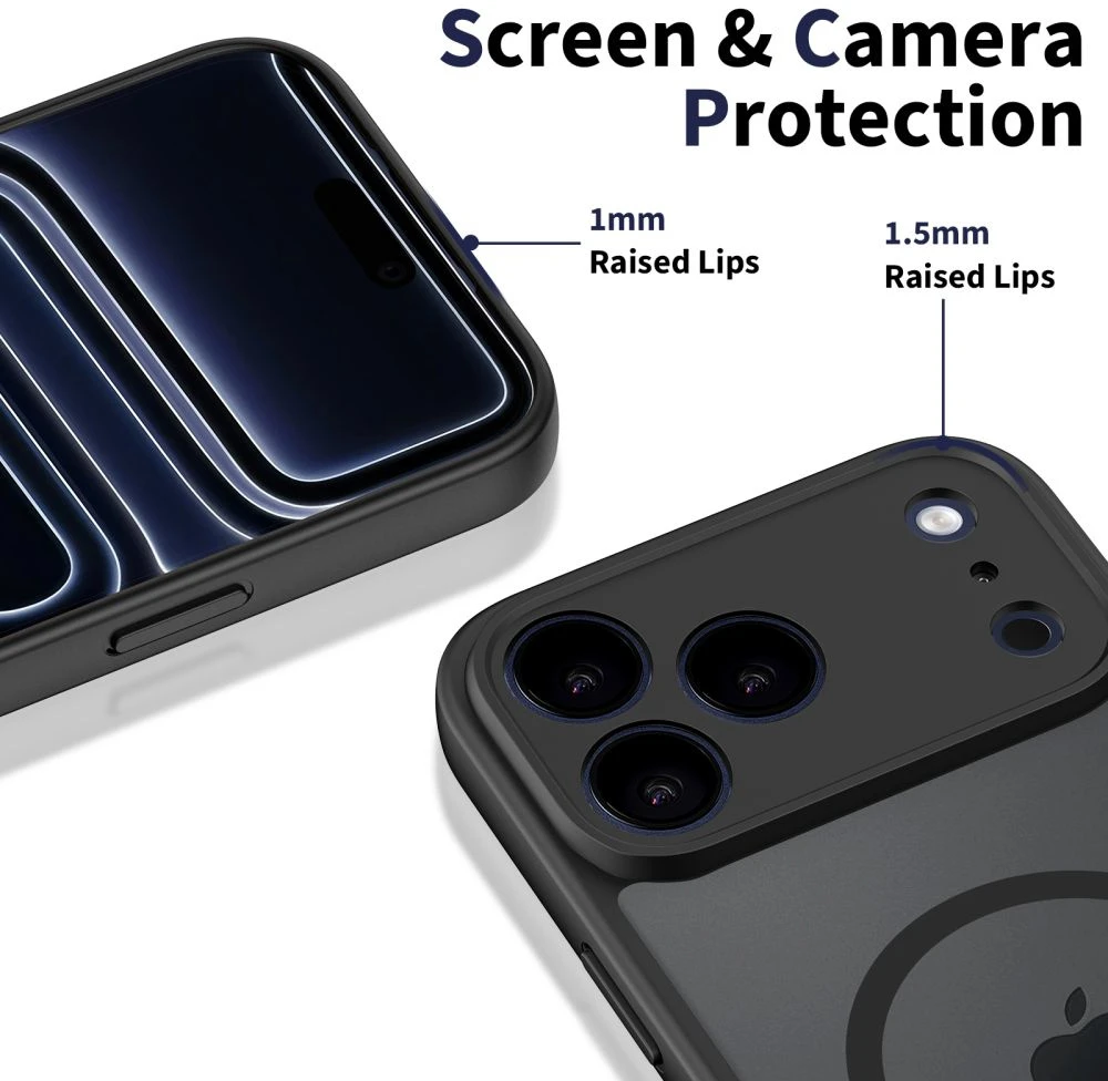 Tech-Protect BasicMag MagSafe dėklas skirtas Apple iPhone 17 Pro Max – matinis juodos spalvos