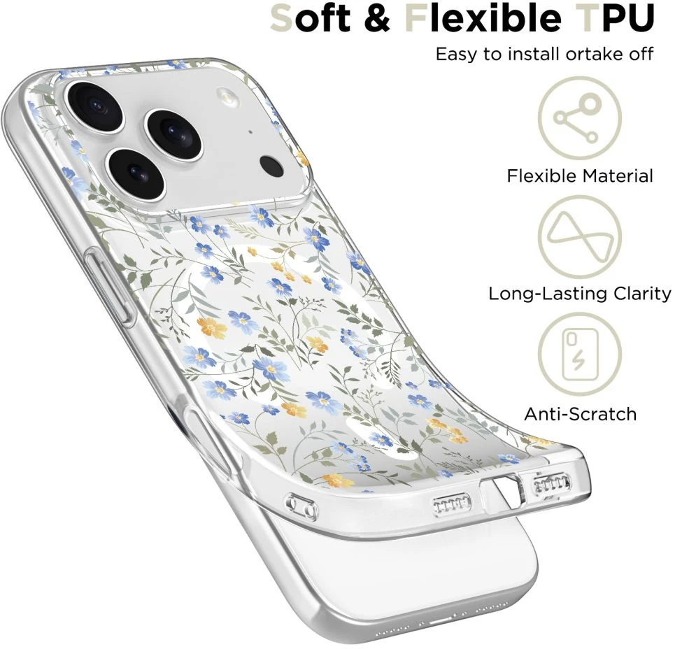 Tech-Protect FlexAir MagSafe dėklas skirtas Apple iPhone 17 Pro Max – Daisies with Leaves