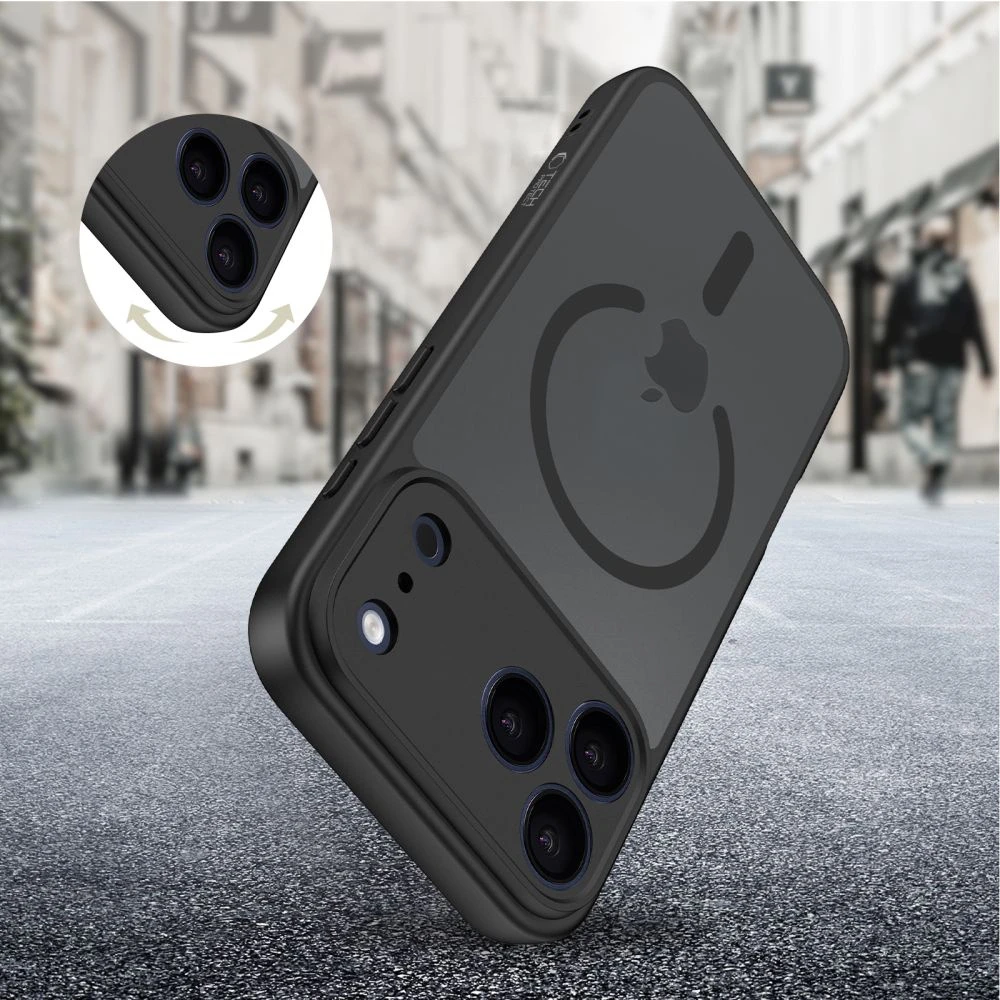 Tech-Protect BasicMag MagSafe dėklas skirtas Apple iPhone 17 Pro Max – matinis juodos spalvos