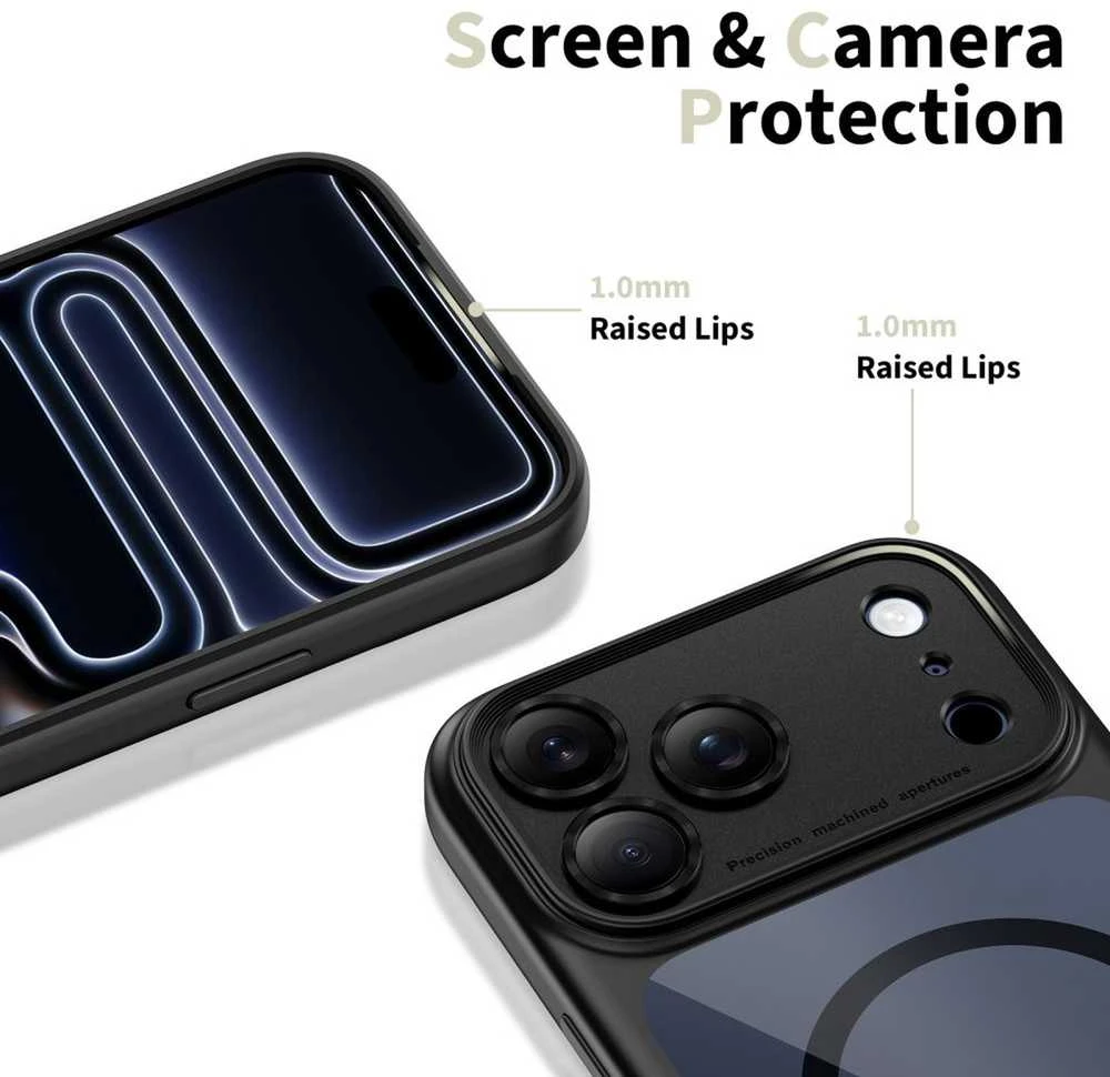 „Tech-Protect Magpeak Magsafe CC“ dėklas, skirtas „iPhone 17 Pro“ – skaidrus, juodas