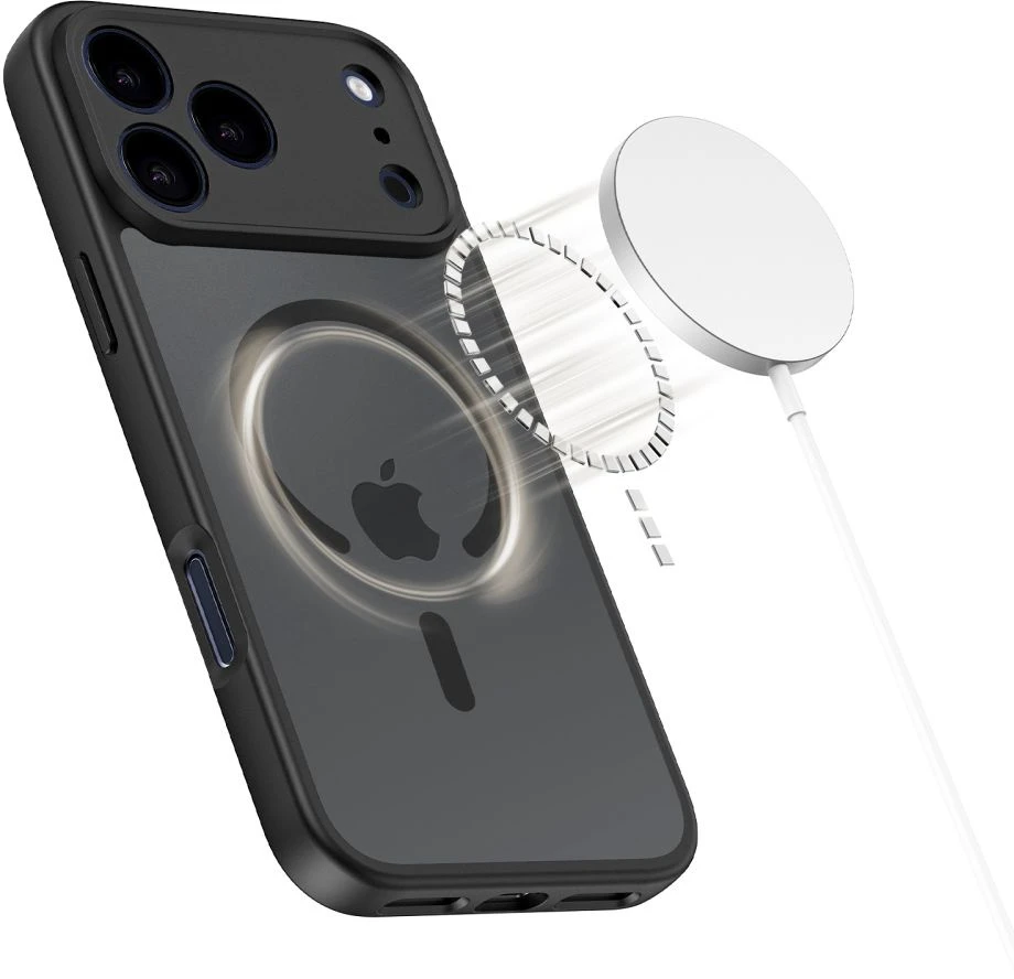 Tech-Protect BasicMag MagSafe dėklas skirtas Apple iPhone 17 Pro Max – matinis juodos spalvos