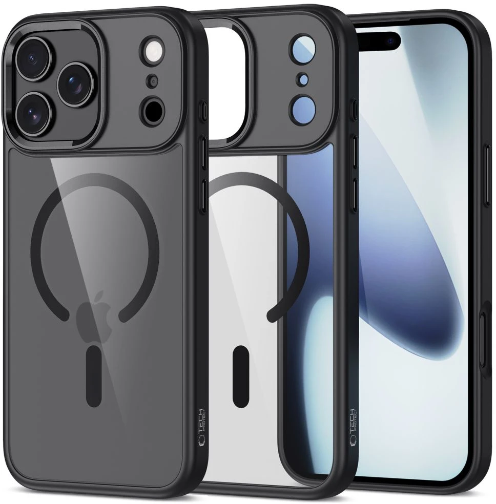 Tech-Protect MagMat MagSafe dėklas skirtas Apple iPhone 17 Pro – skaidrus juodos spalvos