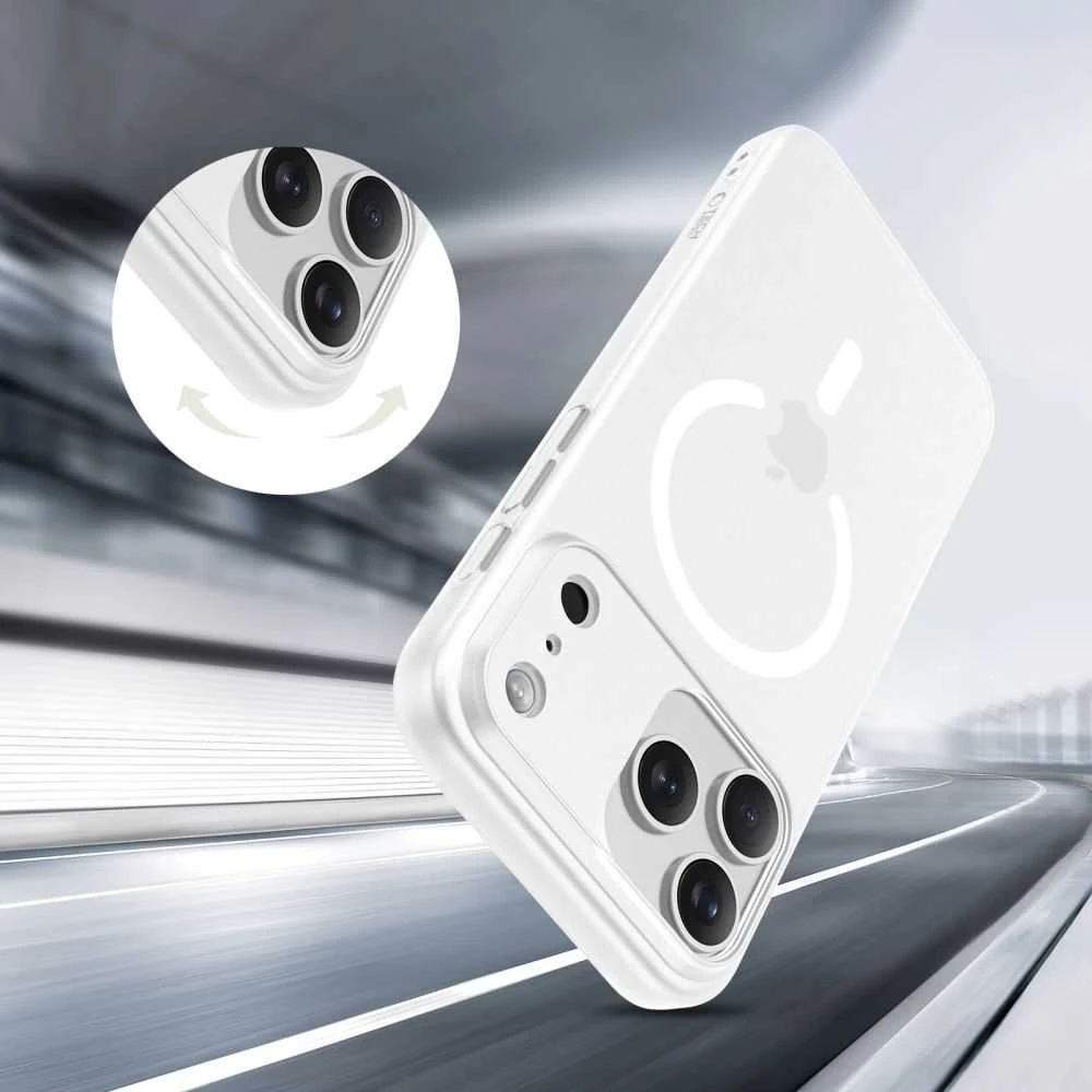 „Tech-Protect MagSlim MagSafe“ dėklas, skirtas „iPhone 17 Pro“ – matinis baltas