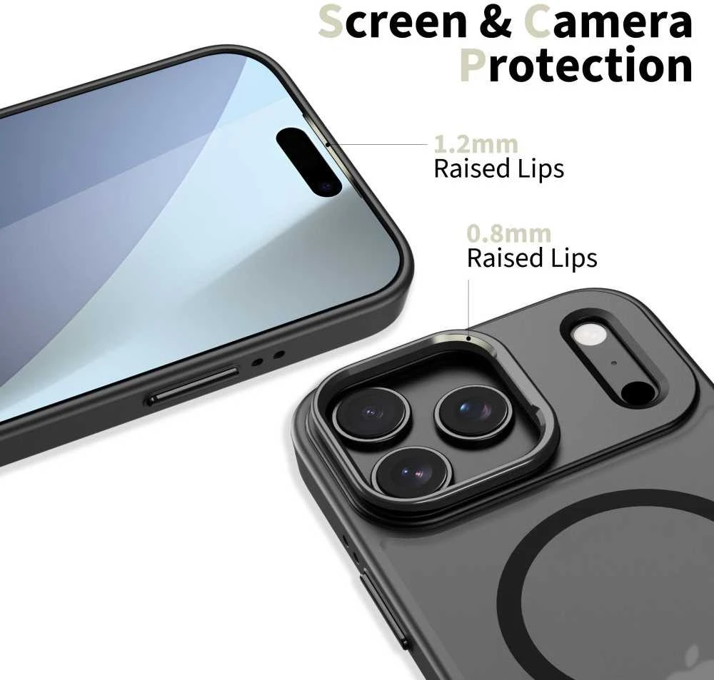 Tech-Protect MagStand MagSafe dėklas skirtas Apple iPhone 17 Pro Max – matinis juodos spalvos