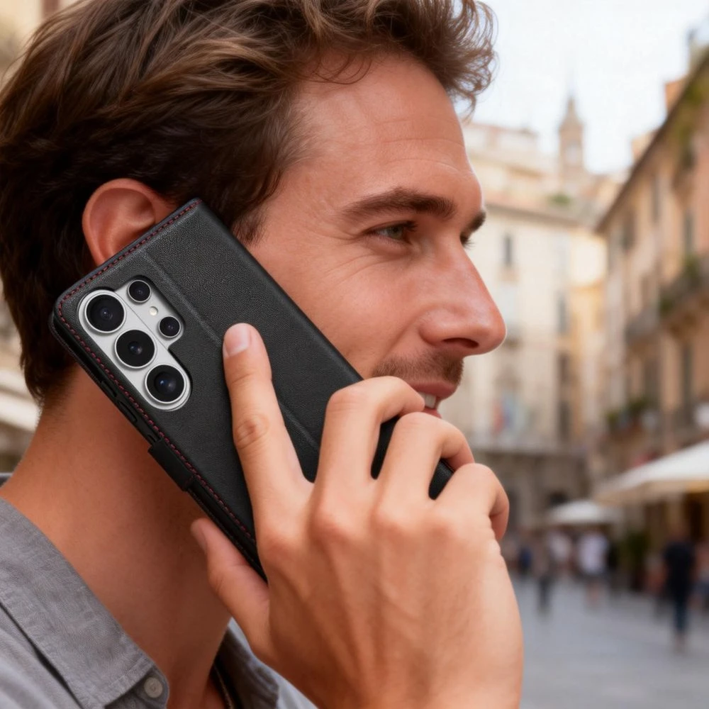 Dėklas Tech-Protect Wallet Samsung Galaxy S26 Ultra juodos spalvos/raudonos spalvos