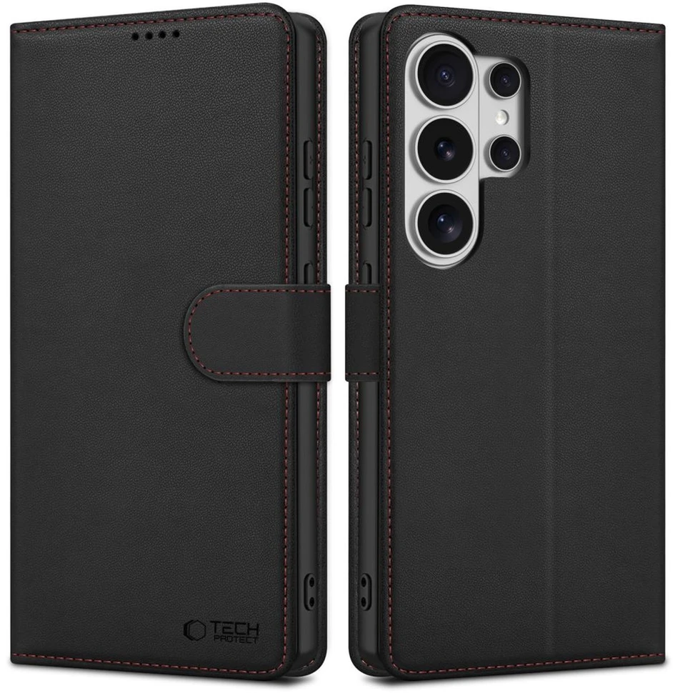 Dėklas Tech-Protect Wallet Samsung Galaxy S26 Ultra juodos spalvos/raudonos spalvos
