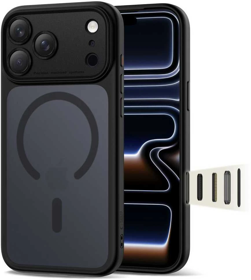 „Tech-Protect Magpeak Magsafe CC“ dėklas, skirtas „iPhone 17 Pro Max“ – matinis juodas