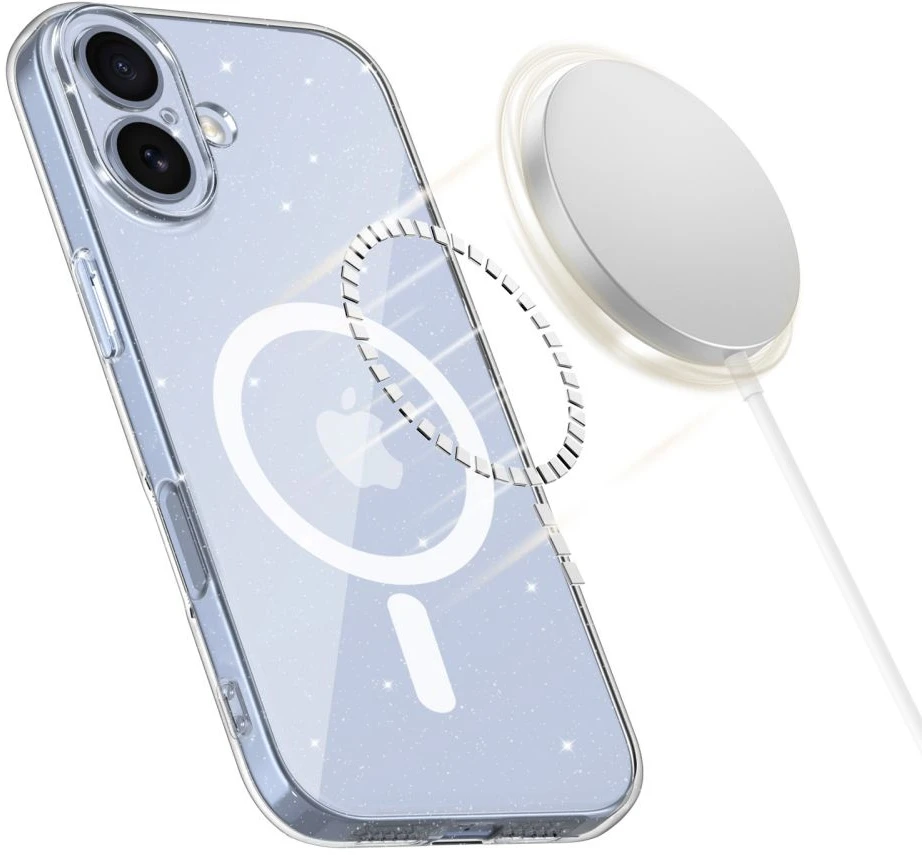Tech-Protect FlexAir MagSafe dėklas skirtas Apple iPhone 17 – skaidrus Glitter
