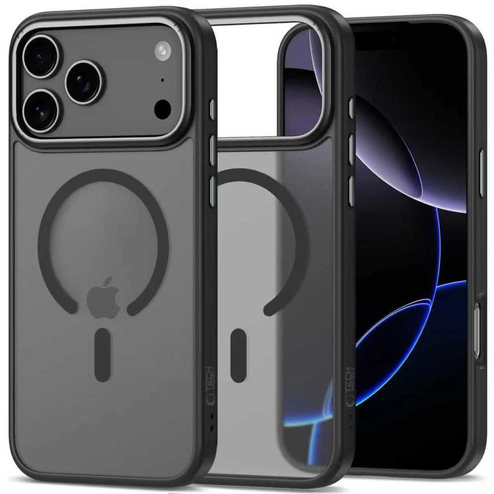 Tech-Protect MagEdge MagSafe dėklas skirtas Apple iPhone 17 Pro – matinis juodos spalvos