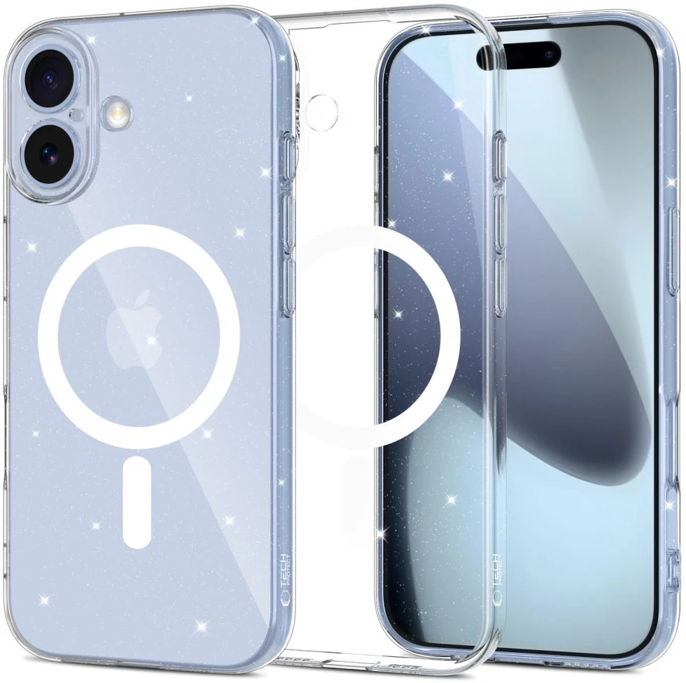 Tech-Protect FlexAir MagSafe dėklas skirtas Apple iPhone 17 – skaidrus Glitter