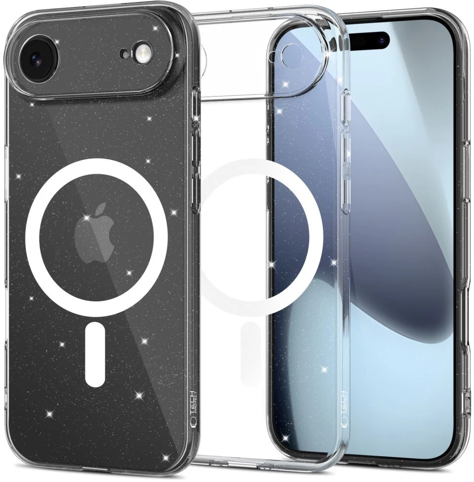 Tech-Protect FlexAir MagSafe dėklas skirtas Apple iPhone 17 Air – skaidrus Glitter
