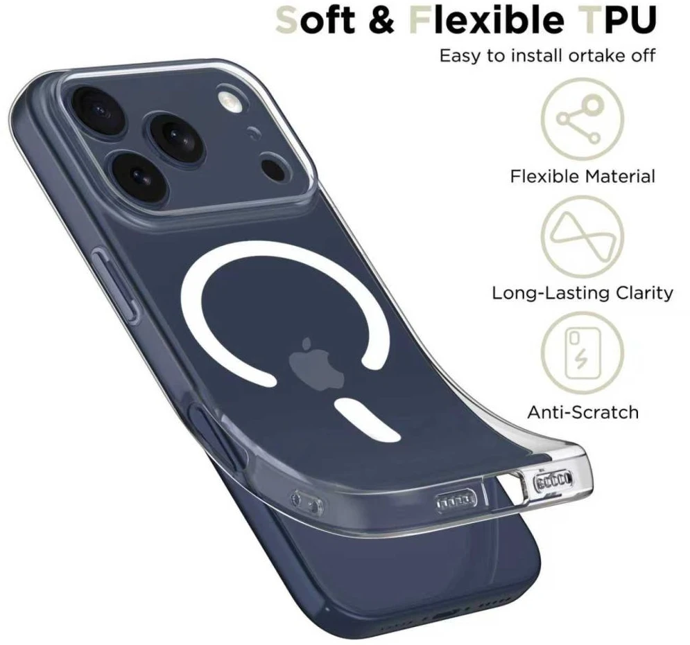 Tech-Protect FlexAir MagSafe dėklas skirtas Apple iPhone 17 Pro Max – skaidrus