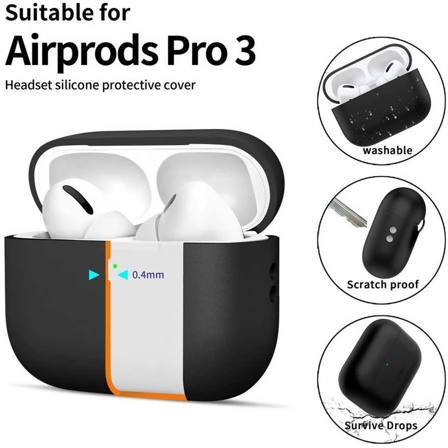 Tech-Protect Silikoninis dėklas for AirPods Pro 3 - Juodas