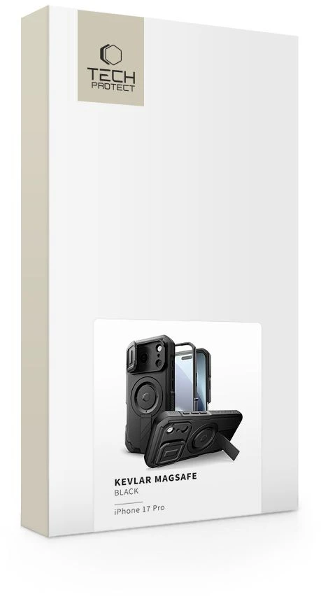 Tech-Protect Kevlar MagSafe dėklas skirtas Apple iPhone 17 Pro – juodos spalvos
