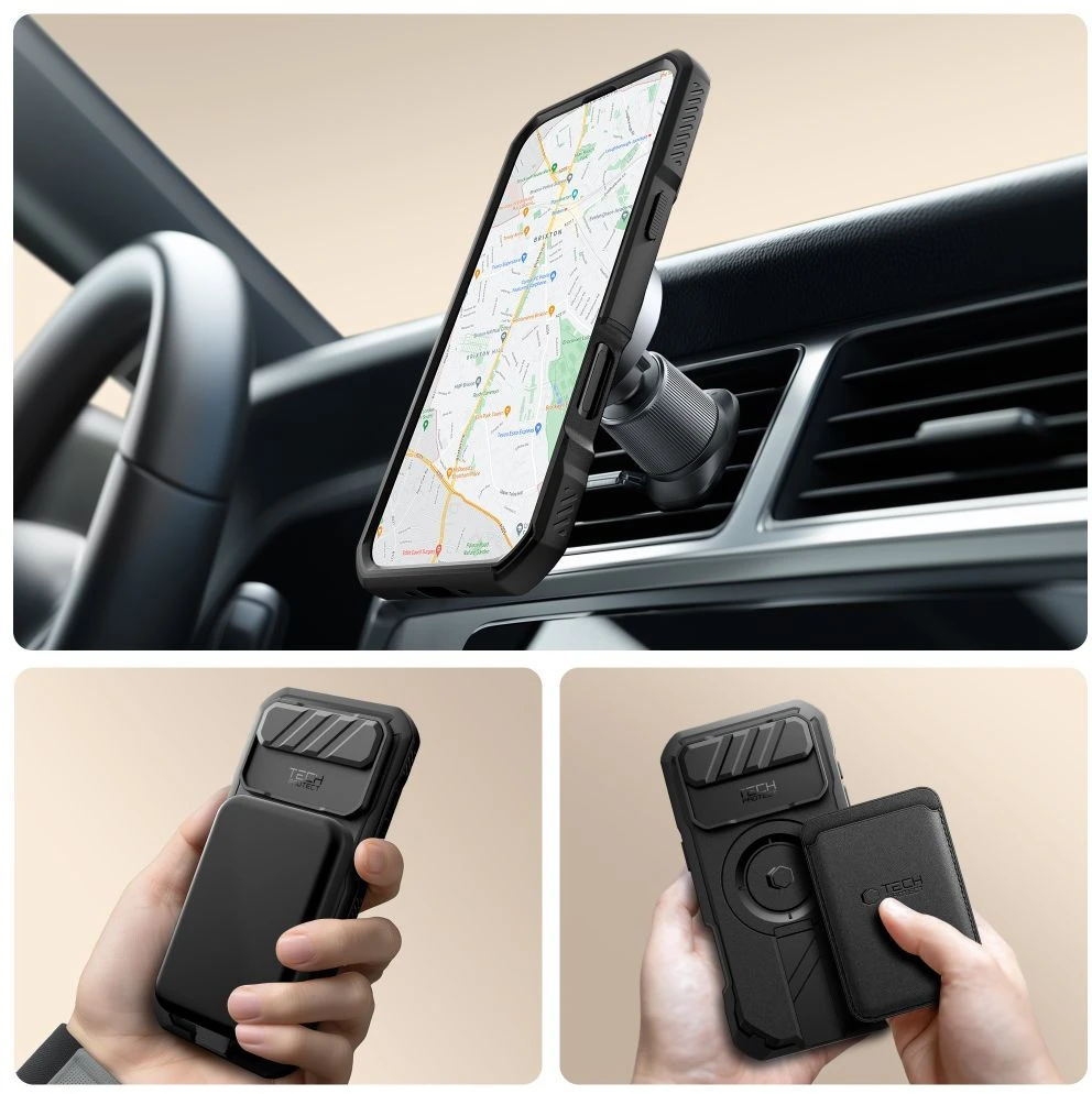Tech-Protect Kevlar MagSafe dėklas skirtas Apple iPhone 17 Air – juodos spalvos