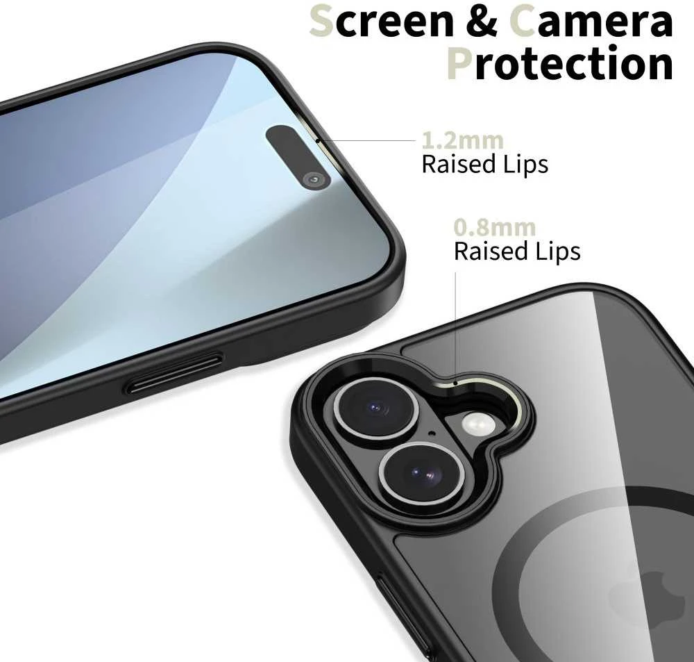 „Tech-Protect MagMat MagSafe“ dėklas, skirtas „iPhone 17“ – skaidrus, juodas