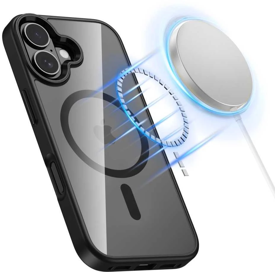 „Tech-Protect MagMat MagSafe“ dėklas, skirtas „iPhone 17“ – skaidrus, juodas