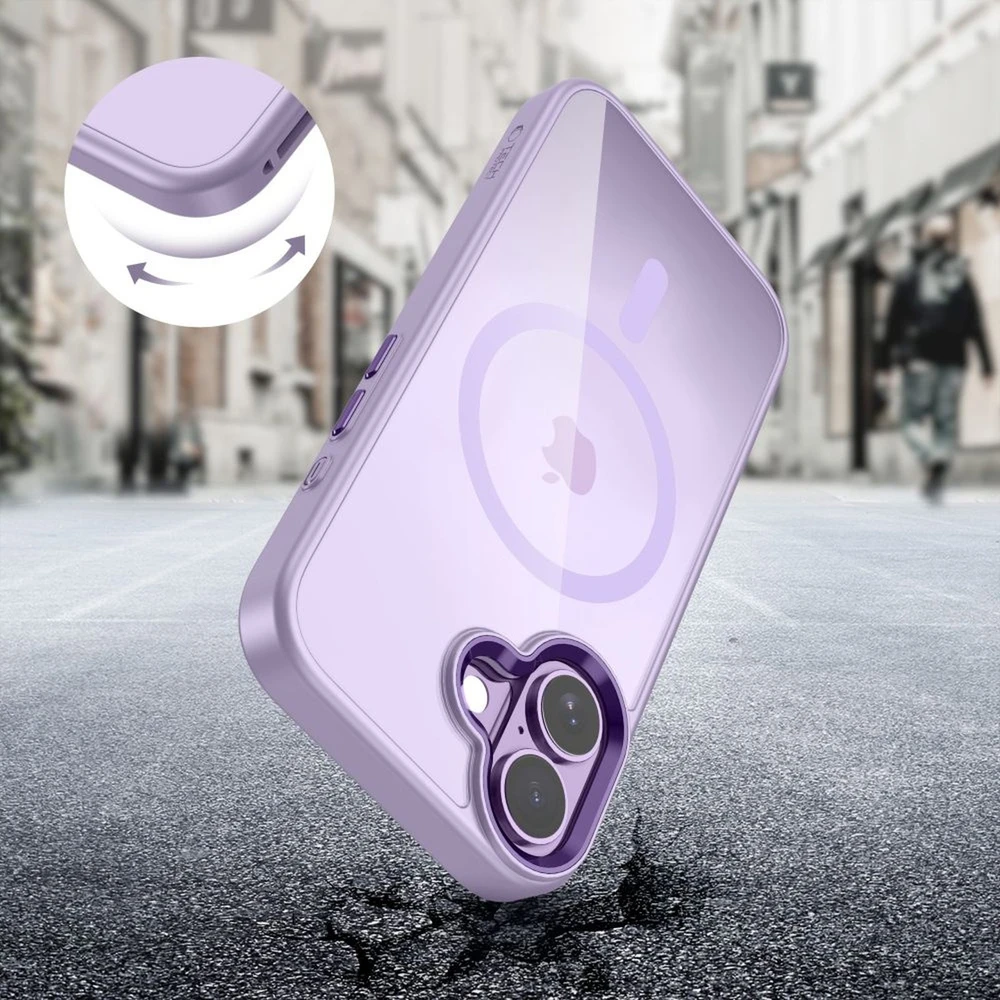 „Tech-Protect MagMat MagSafe“ dėklas, skirtas iPhone 17 - permatomas violetinis