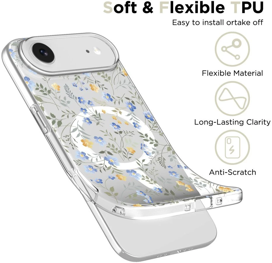 Tech-Protect FlexAir MagSafe dėklas skirtas Apple iPhone 17 Air – Daisies with Leaves