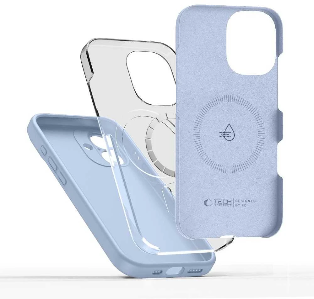 „Tech-Protect“ silikoninis „MagSafe“ dėklas, skirtas „iPhone 17“ – Mėlyna