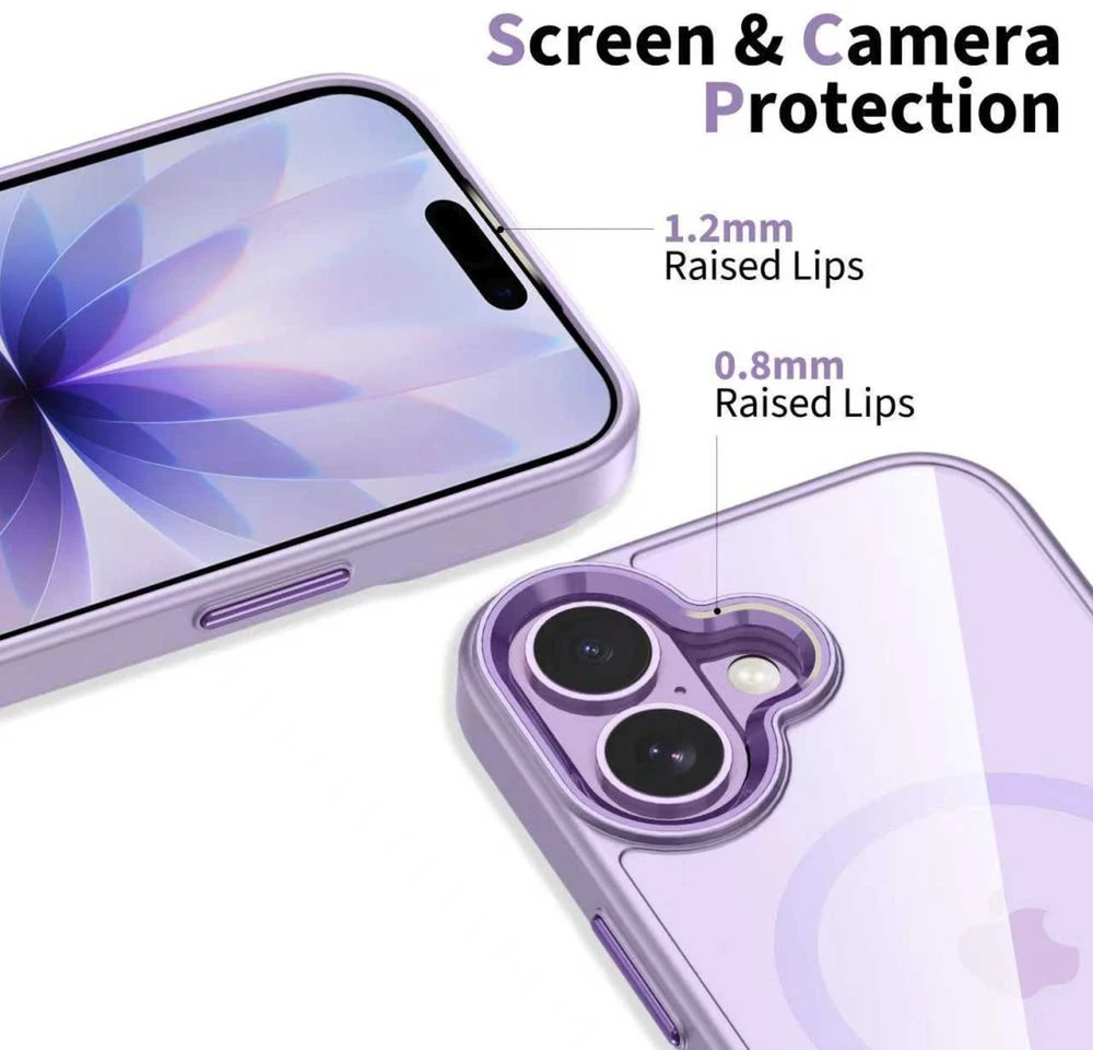 „Tech-Protect MagMat MagSafe“ dėklas, skirtas iPhone 17 - permatomas violetinis