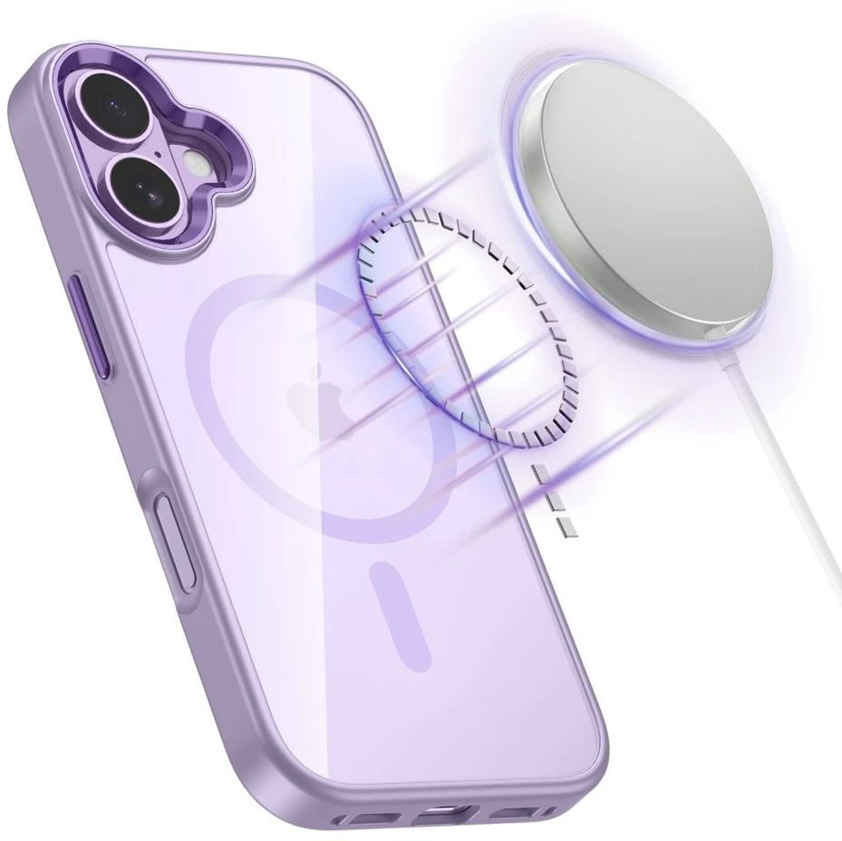 „Tech-Protect MagMat MagSafe“ dėklas, skirtas iPhone 17 - permatomas violetinis