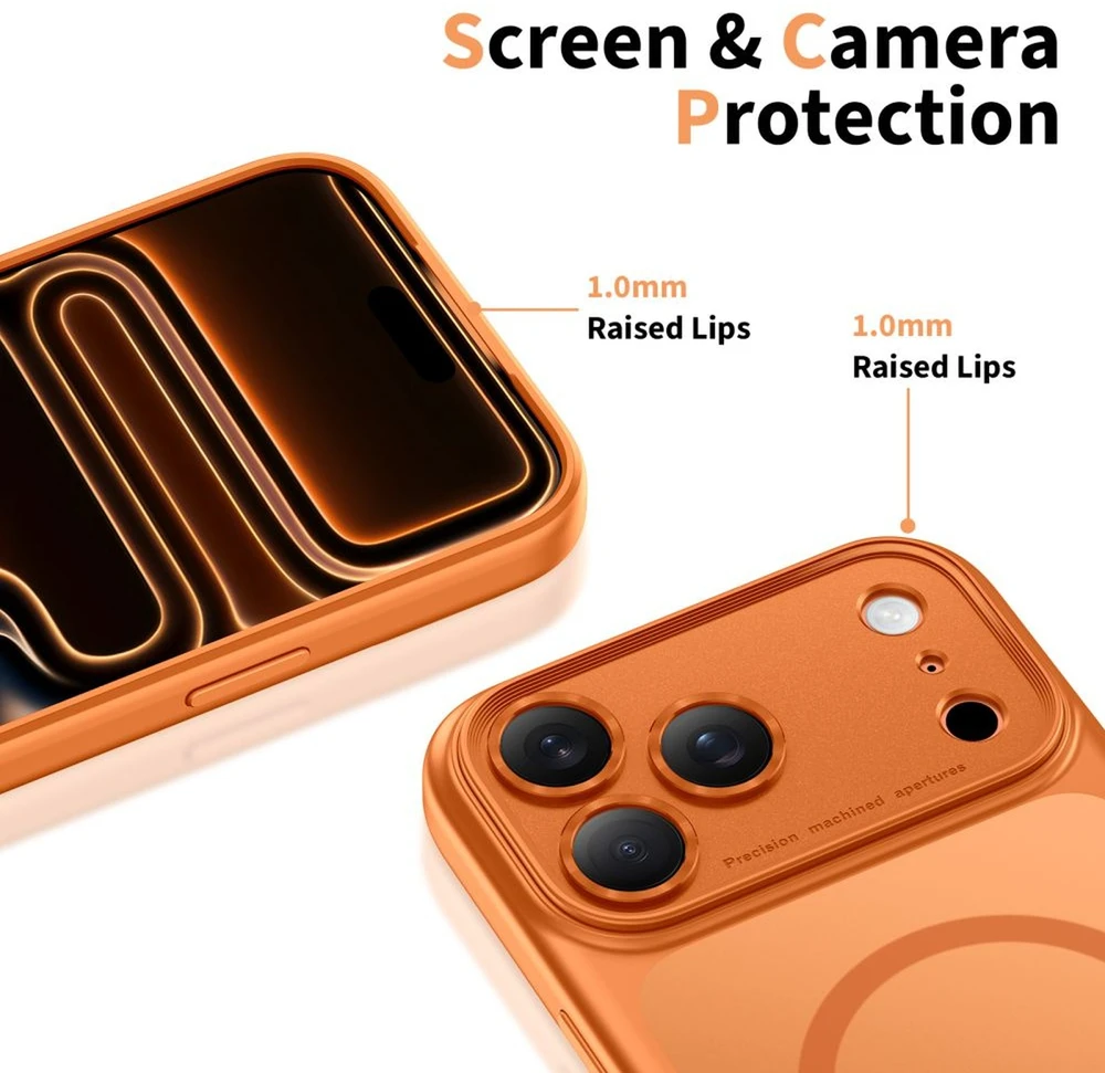 „Tech-Protect Magpeak MagSafe CC“ dėklas, skirtas „iPhone 17 Pro“ – oranžinis