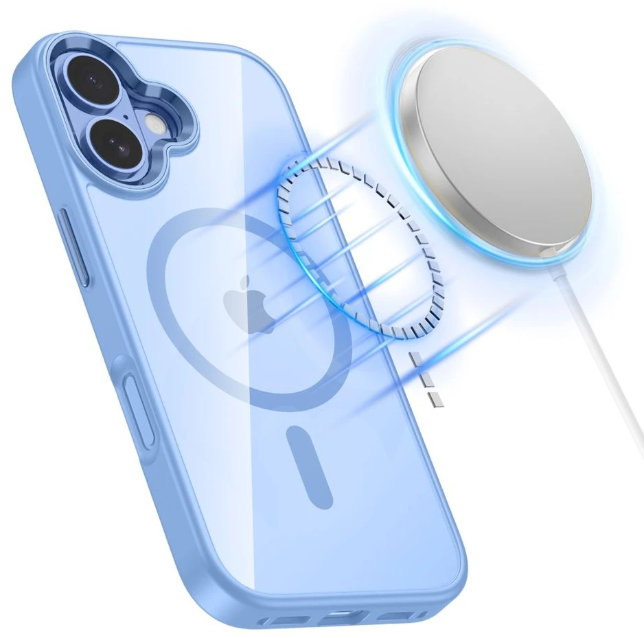 „Tech-Protect MagMat MagSafe“ dėklas, skirtas „iPhone 17“ – permatomas Mėlyna