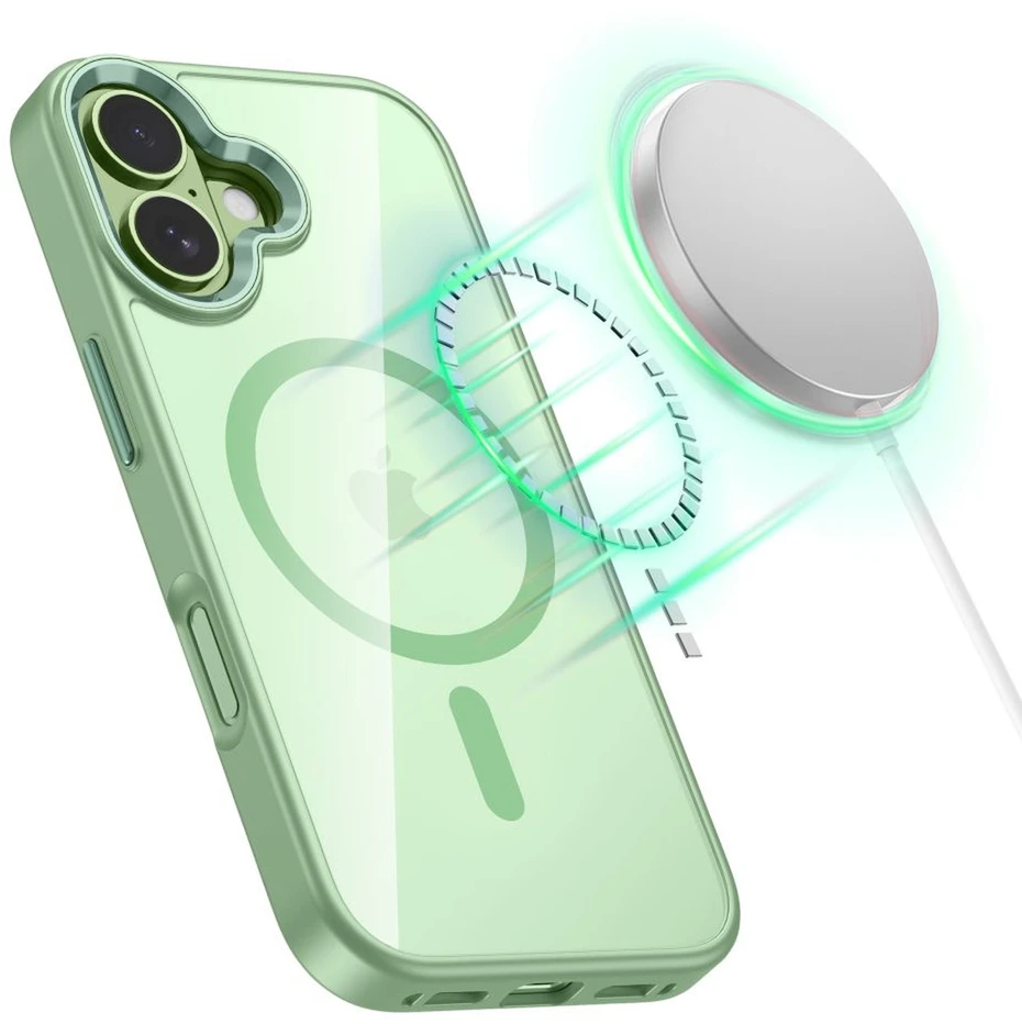 „Tech-Protect MagMat MagSafe“ dėklas, skirtas „iPhone 17“ – permatomas Žalias
