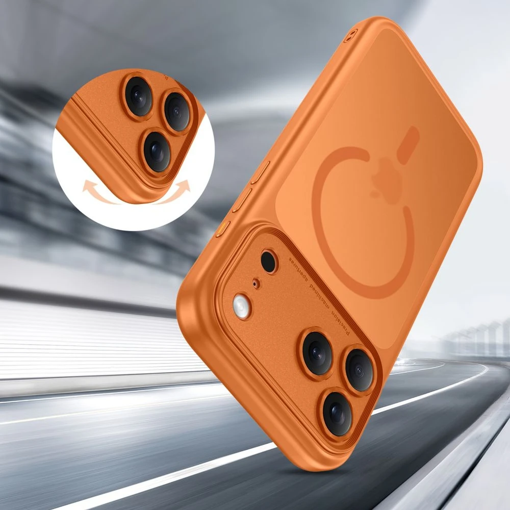 „Tech-Protect Magpeak MagSafe CC“ dėklas, skirtas „iPhone 17 Pro“ – oranžinis