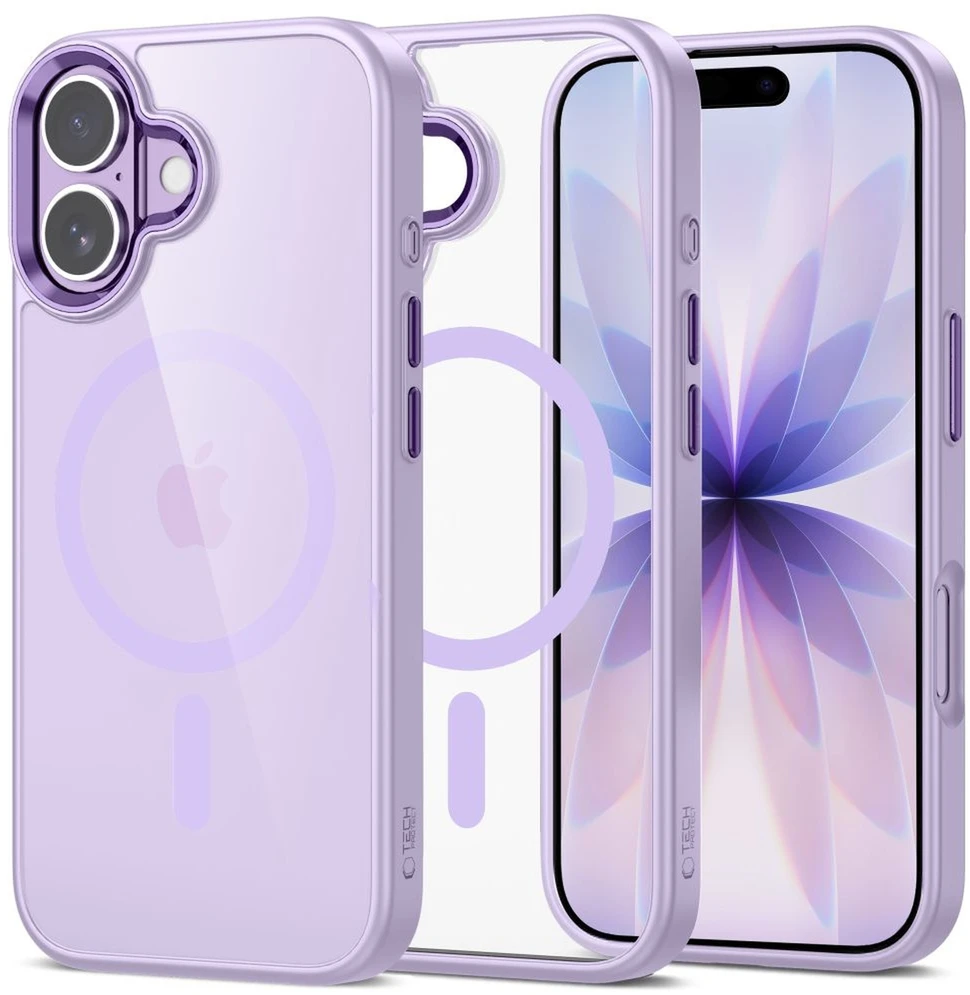 „Tech-Protect MagMat MagSafe“ dėklas, skirtas iPhone 17 - permatomas violetinis