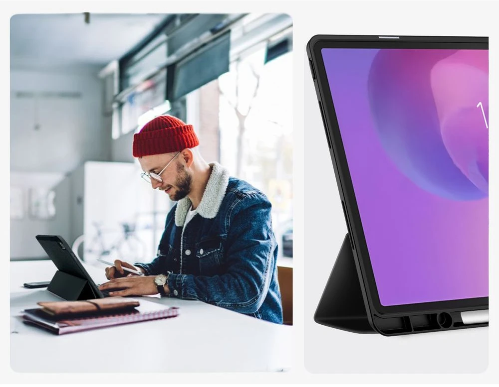 „Tech Protect TechProtect SmartCase“ rašiklio dėklas, skirtas „Lenovo Idea Tab Plus 12.1 TB-361“ - juodas