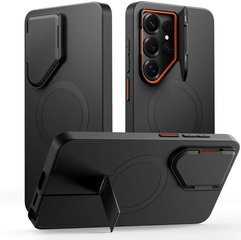 Dėklas Tech-Protect Kevlar Aura MagSafe Samsung Galaxy S26 Ultra juodos spalvos/oranžinės spalvos