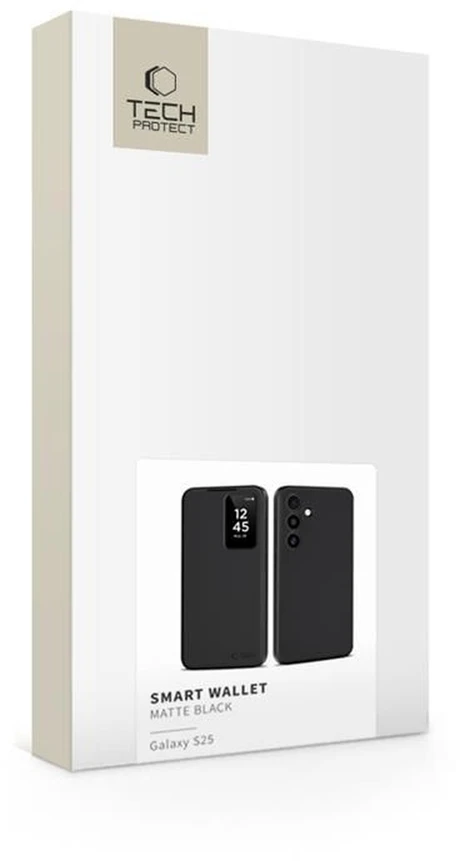 Tech-Protect Smart Wallet Dėklas skirtas Samsung Galaxy S25 – Matte juodos spalvos