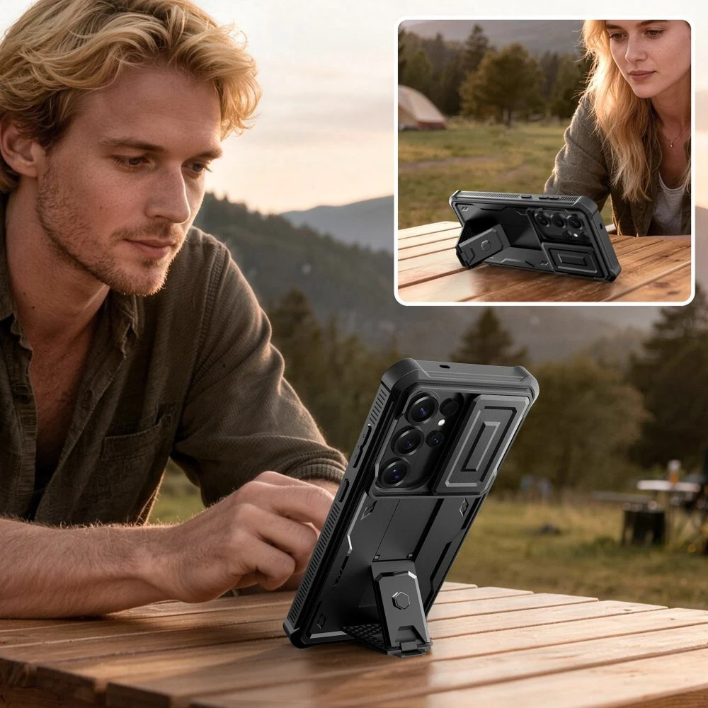 Dėklas Tech-Protect Kevlar Cam+ 2-Set Samsung Galaxy S26 Ultra juodos spalvos
