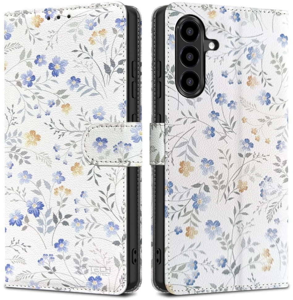 Dėklas „Tech-Protect“ piniginė „Samsung Galaxy A57 5G“, pavasarinės gėlės