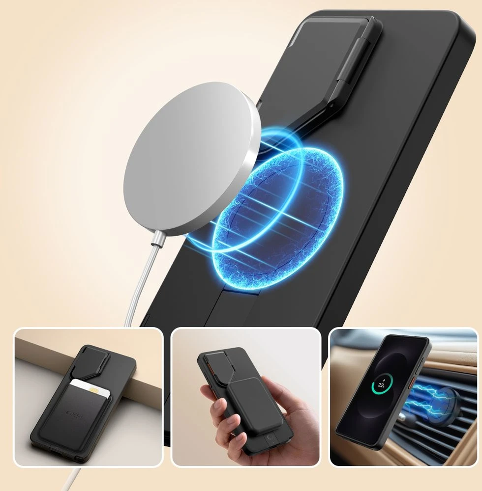 Dėklas Tech-Protect Kevlar Aura MagSafe Samsung Galaxy S26 Ultra juodos spalvos/oranžinės spalvos