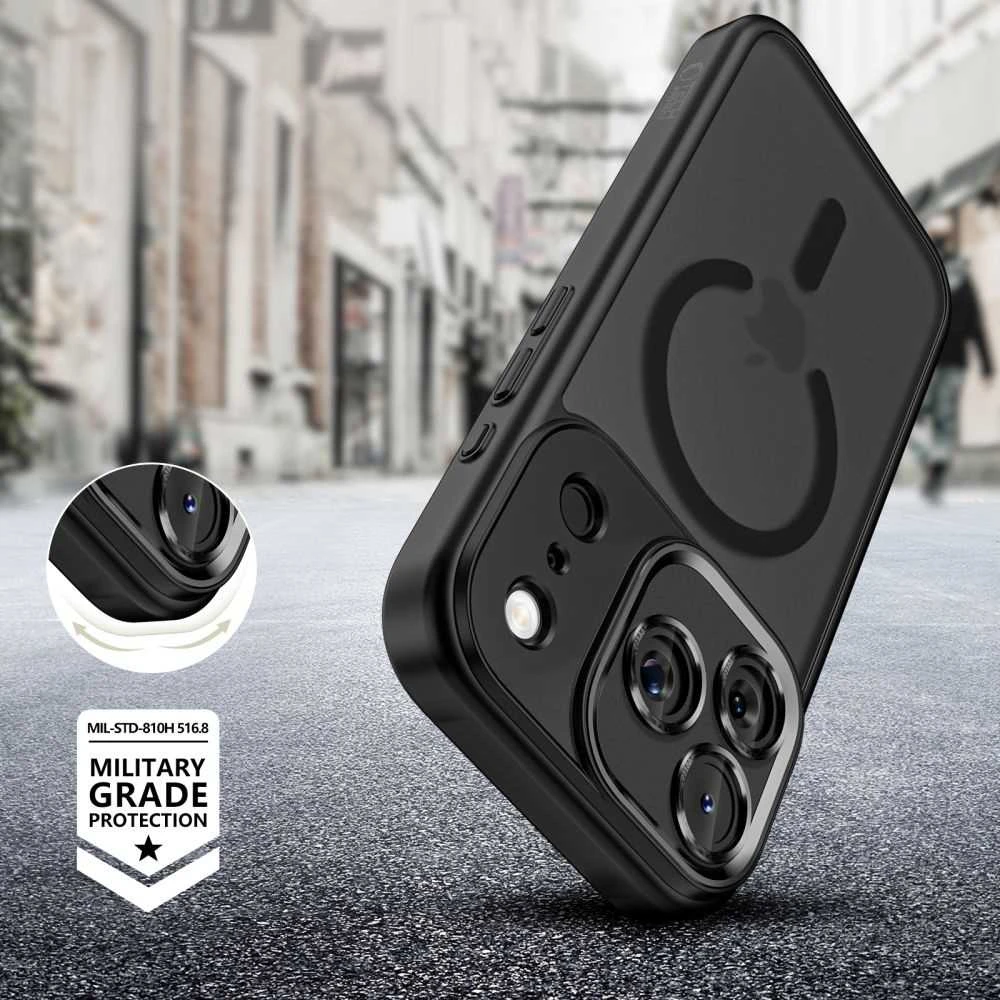 Tech-Protect MagCam MagSafe dėklas skirtas Apple iPhone 17 Pro – matinis juodos spalvos
