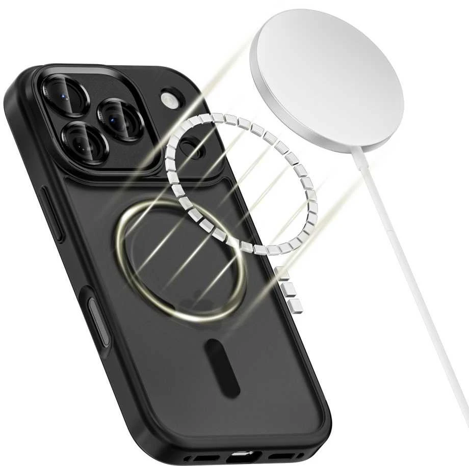 Tech-Protect MagCam MagSafe dėklas skirtas Apple iPhone 17 Pro – matinis juodos spalvos