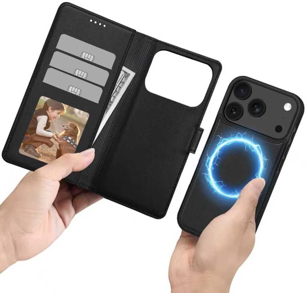 „Tech-Protect Wallet“ „MagSafe“ dėklas, skirtas „iPhone 17 Pro“ – matinis juodas