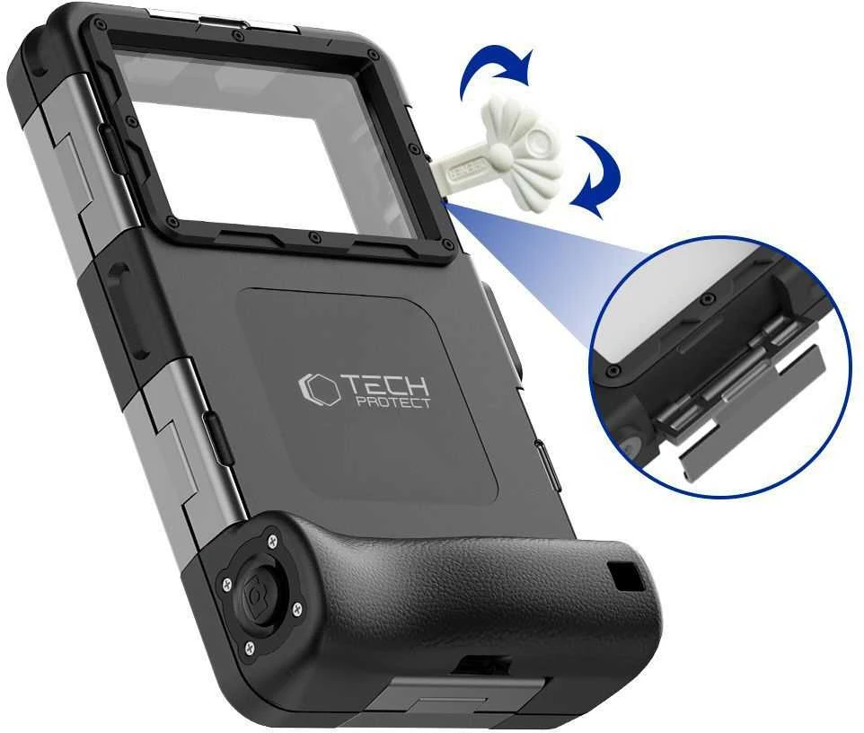 „Tech-Protect“ vandeniui atsparus dėklas IPX8, skirtas 4,7–6,7 colio; Išmanieji telefonai – juodi