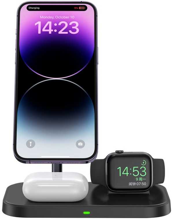 Tech Protect Įkroviklis indukcinė 3w1 ze stojakiem na smartfon Apple Watch AirPods MagSafe - juoda