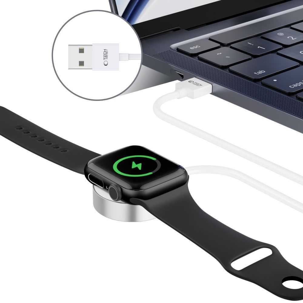 Tech Protect Magnetinis indukcinis įkroviklis Apple Watch 1.2m USB-A UltraBoost - baltas
