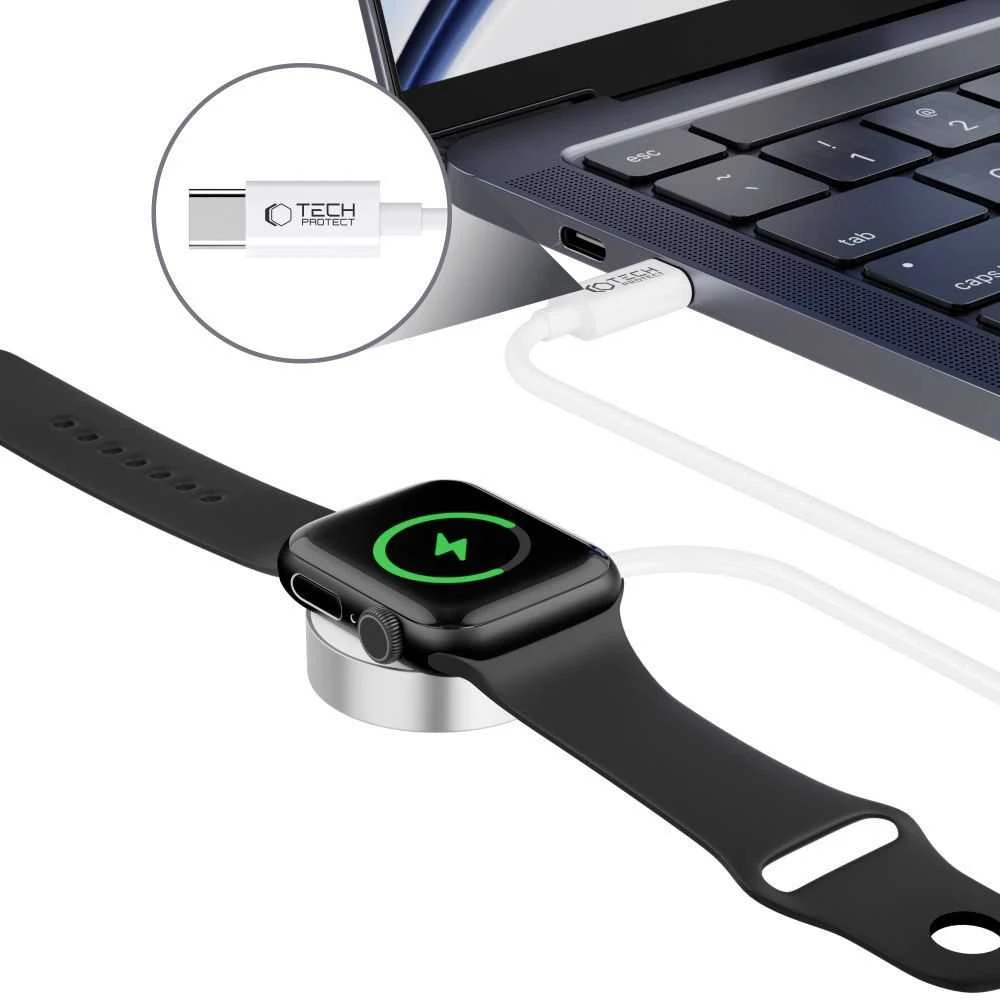 Tech Protect Magnetinis indukcinis įkroviklis Apple Watch USB-C 1.2m - baltas