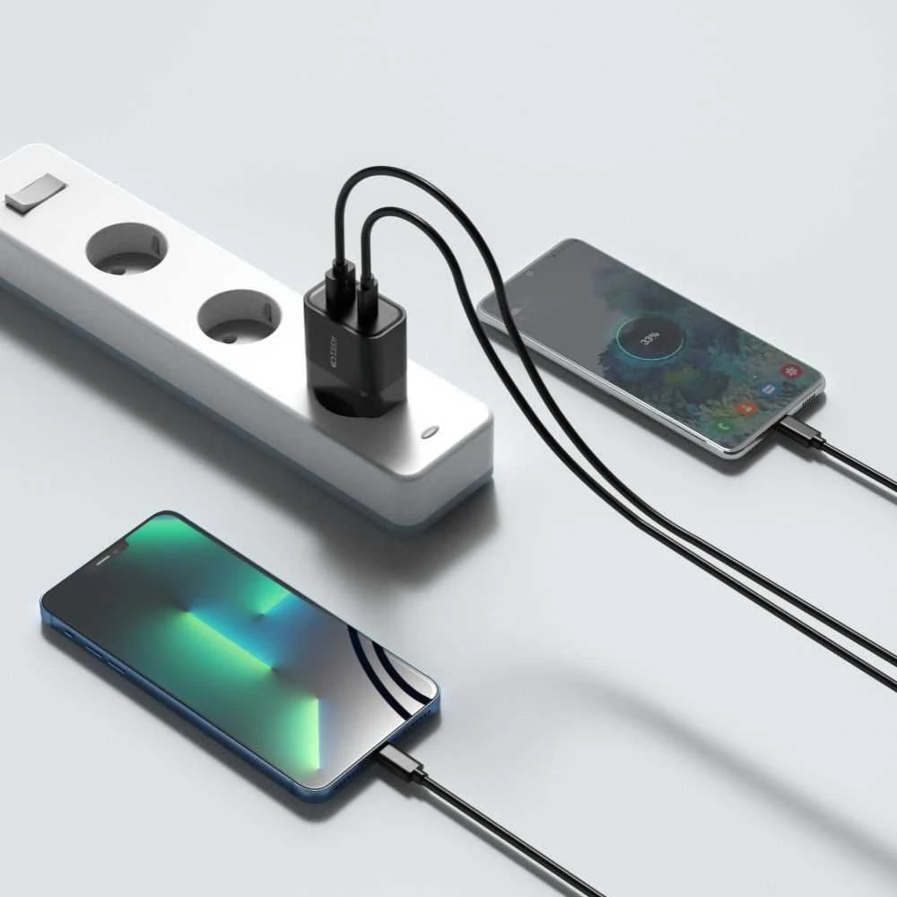 Tech-Protect C30W įkroviklis USB-C PD 30W / USB-A QC 3.0 – juodas