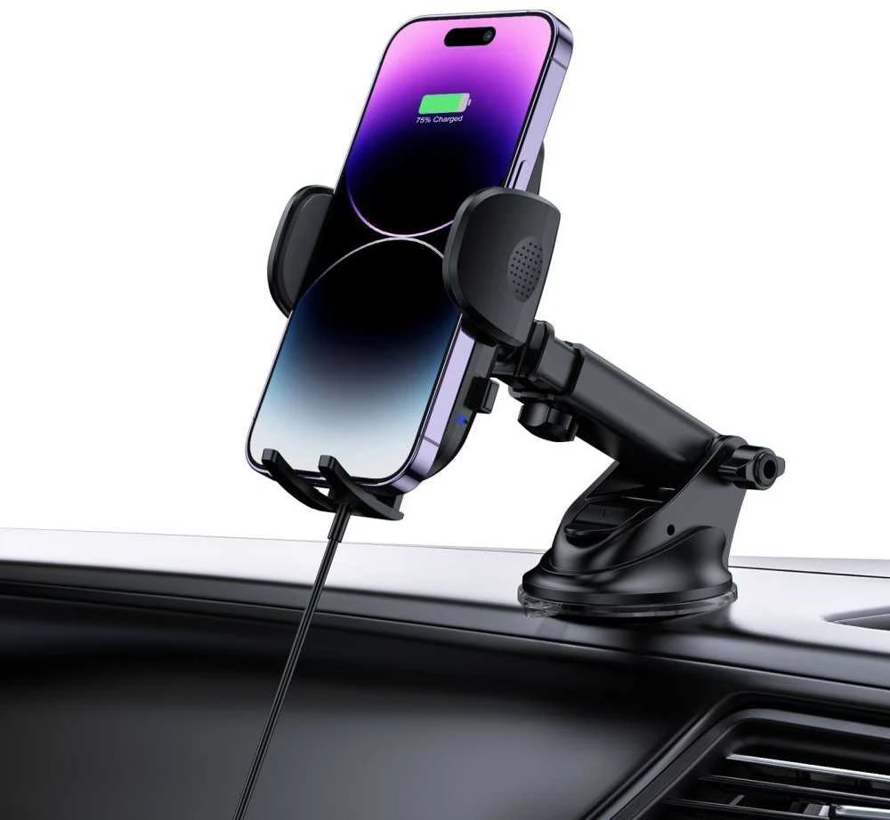 Tech-Protect CM15W-V1 automobilinis telefono laikiklis su 15 W indukciniu įkrovikliu, skirtas kabinos / oro išleidimo angai - juodas