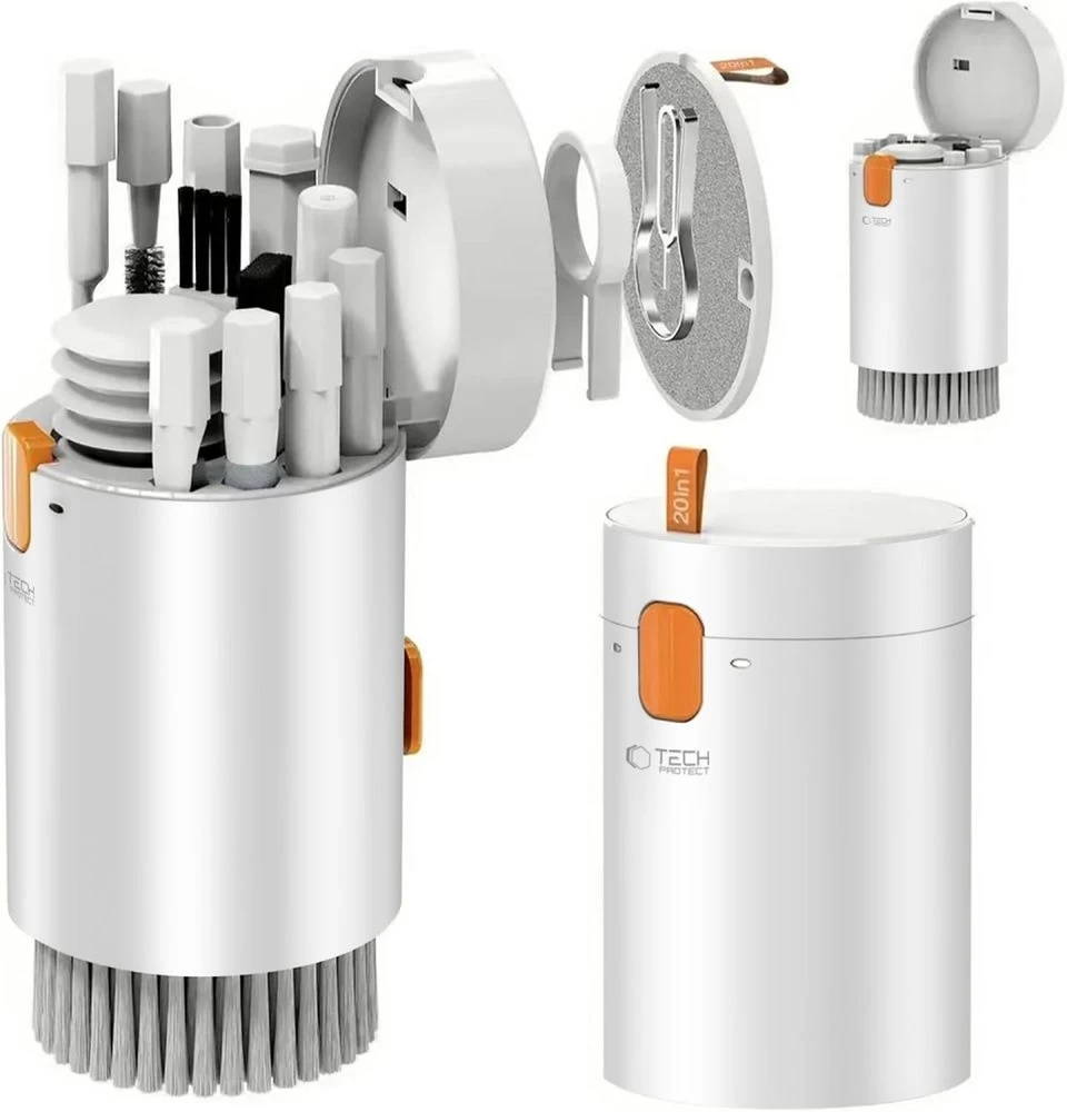 Valiklis Tech-Protect 20-in-1 Multifunctional Cleaning Kit for Phone, Planšetė, Nešiojamas kompiuteris, and Headphones - Baltas