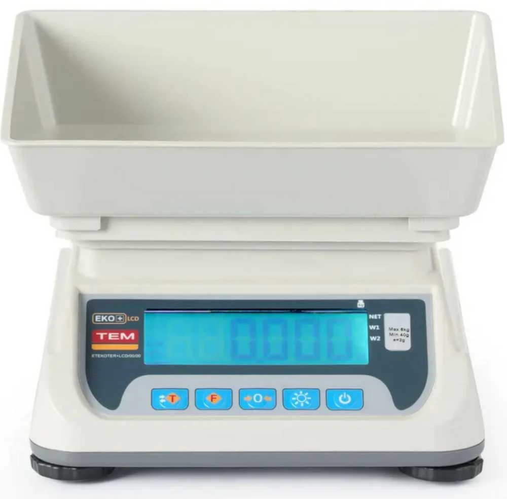 TEM Komercinės virtuvinės svarstyklės su patikra M LCD RS232 ECO+ 15 kg / 5 g